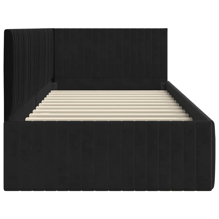 Cadru de pat colțar cu headboard Negru 90 cm x 200 cm Catifea - WALTI WALTI