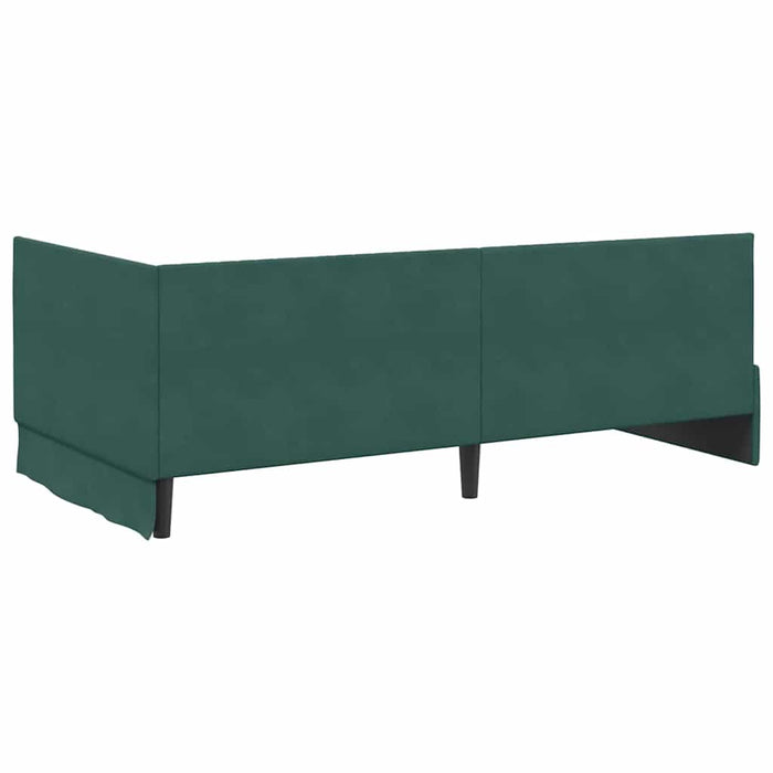 Cadru de pat colțar Verde închis 100 cm x 200 cm Catifea - WALTI WALTI