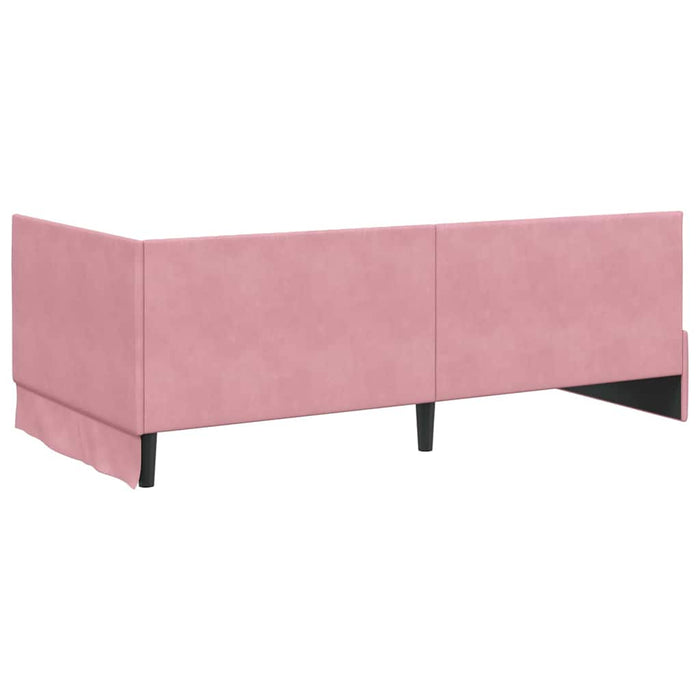 Cadru de pat colțar cu headboard Roz 100 cm x 200 cm Catifea - WALTI WALTI