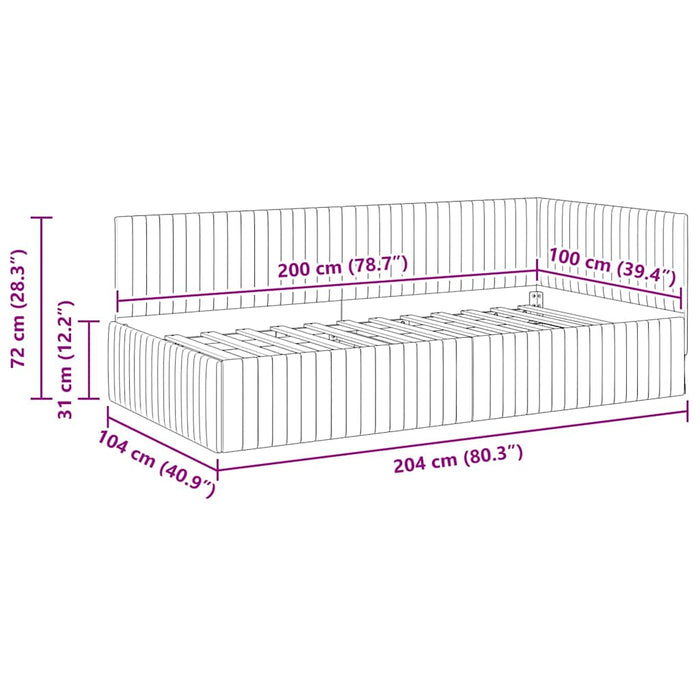Cadru de pat colțar cu headboard Negru 100 cm x 200 cm Catifea WALTI