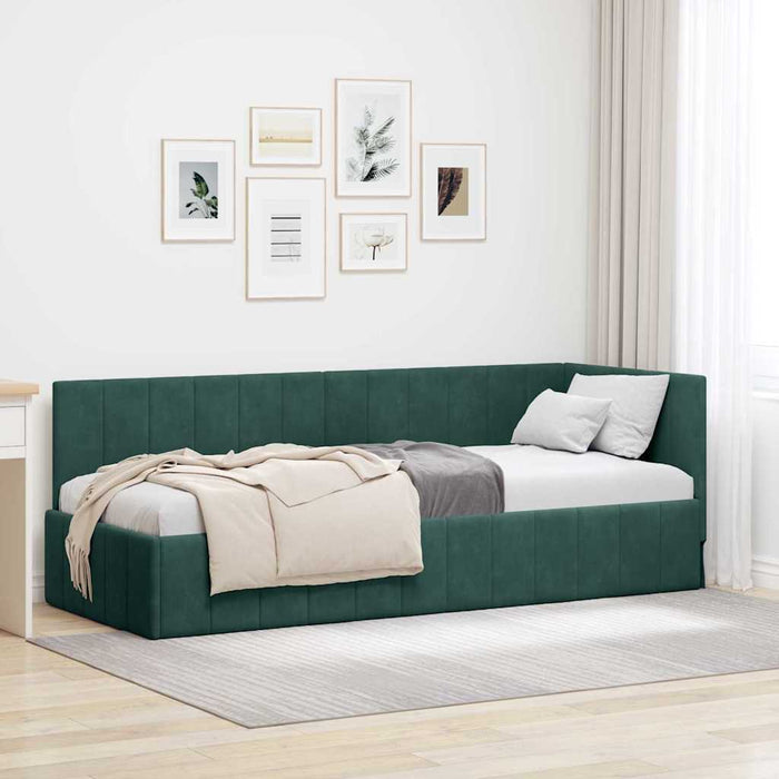 Cadru de pat colțar Verde închis 80 cm x 200 cm Catifea - WALTI WALTI