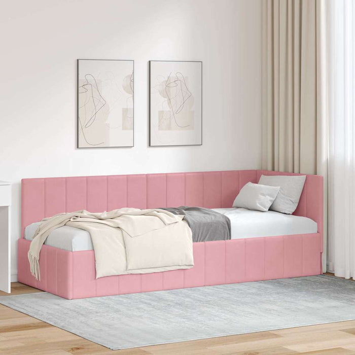 Cadru de pat colțar cu headboard Roz 80 cm x 200 cm Catifea - WALTI WALTI