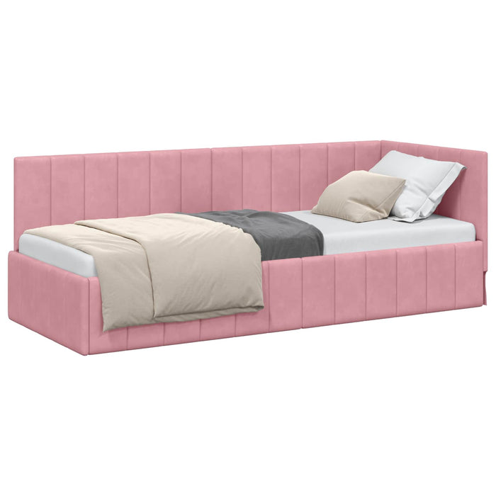 Cadru de pat colțar cu headboard Roz 80 cm x 200 cm Catifea - WALTI WALTI