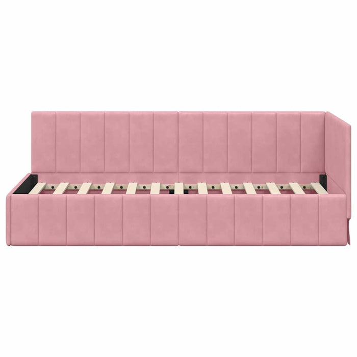 Cadru de pat colțar cu headboard Roz 80 cm x 200 cm Catifea - WALTI WALTI