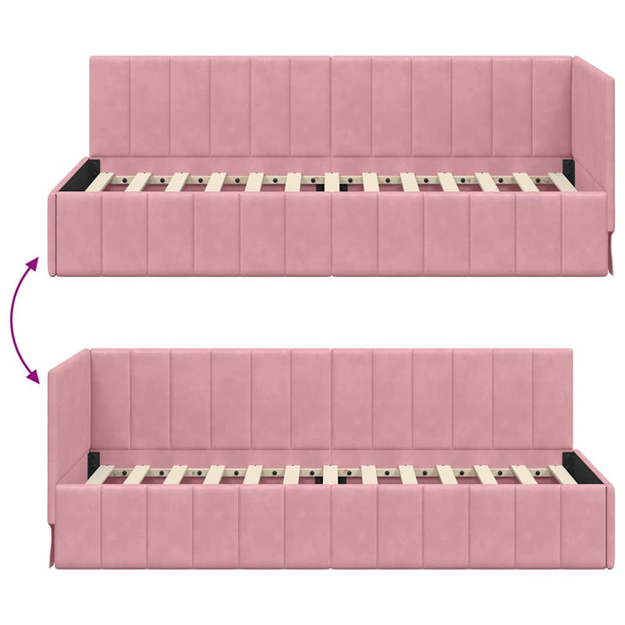 Cadru de pat colțar cu headboard Roz 80 cm x 200 cm Catifea - WALTI WALTI