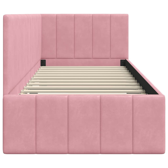 Cadru de pat colțar cu headboard Roz 80 cm x 200 cm Catifea - WALTI WALTI