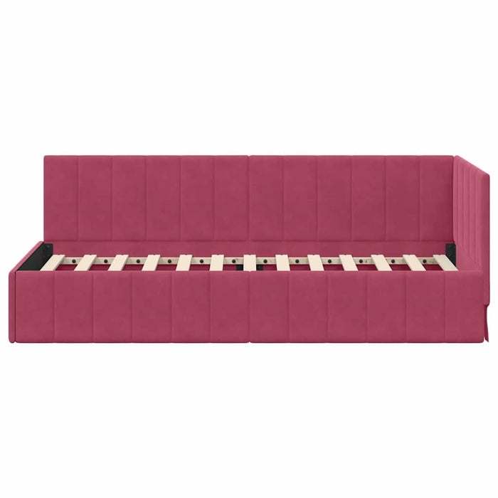 Cadru de pat colțar Roșu Vin 80 cm x 200 cm Catifea - WALTI WALTI