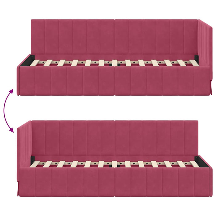Cadru de pat colțar Roșu Vin 80 cm x 200 cm Catifea - WALTI WALTI