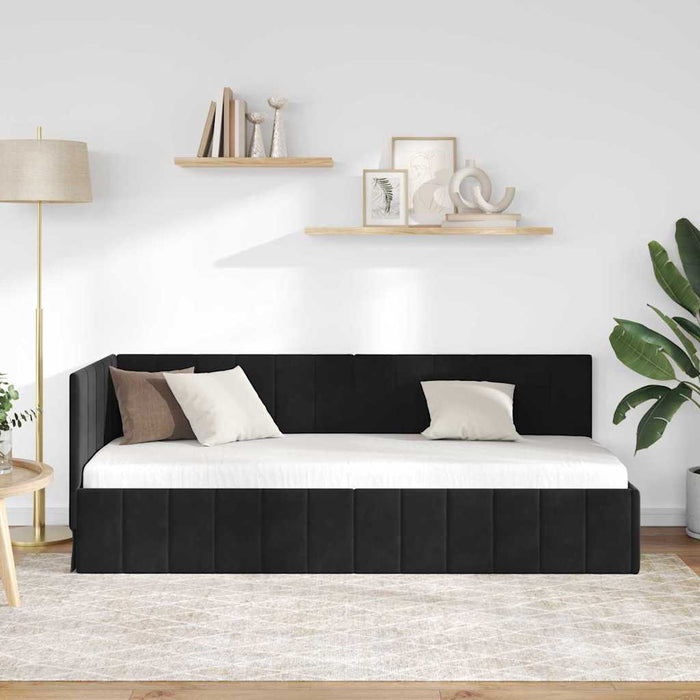 Cadru de pat colțar cu headboard Negru 80 cm x 200 cm Catifea - WALTI WALTI