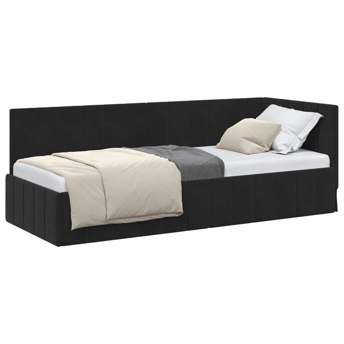 Cadru de pat colțar cu headboard Negru 80 cm x 200 cm Catifea - WALTI WALTI