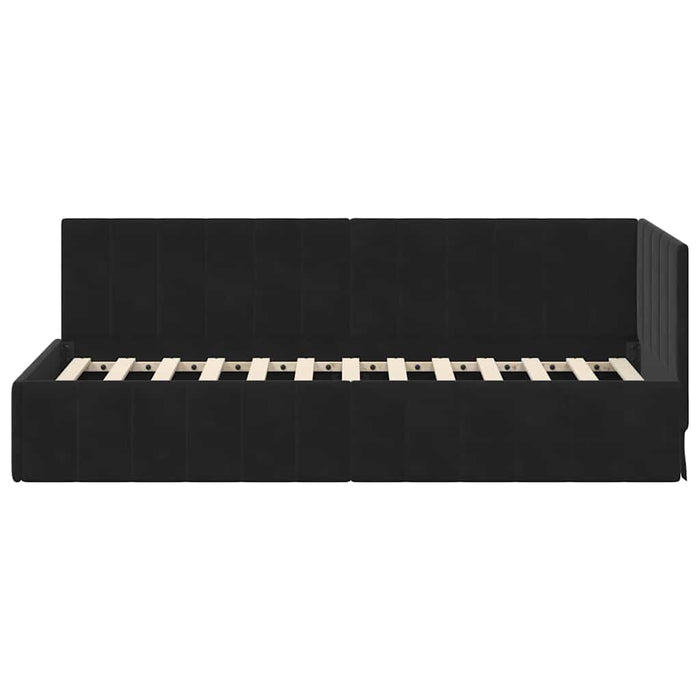 Cadru de pat colțar cu headboard Negru 80 cm x 200 cm Catifea - WALTI WALTI