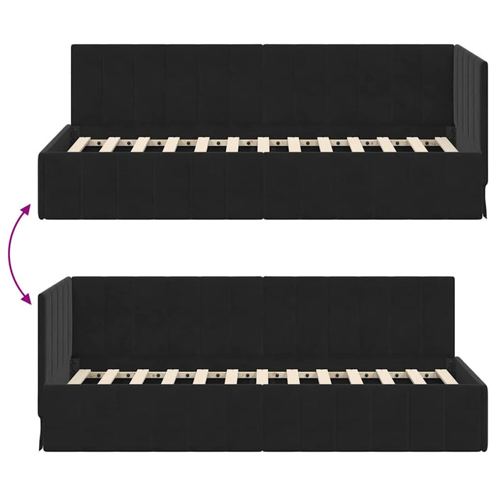 Cadru de pat colțar cu headboard Negru 80 cm x 200 cm Catifea - WALTI WALTI
