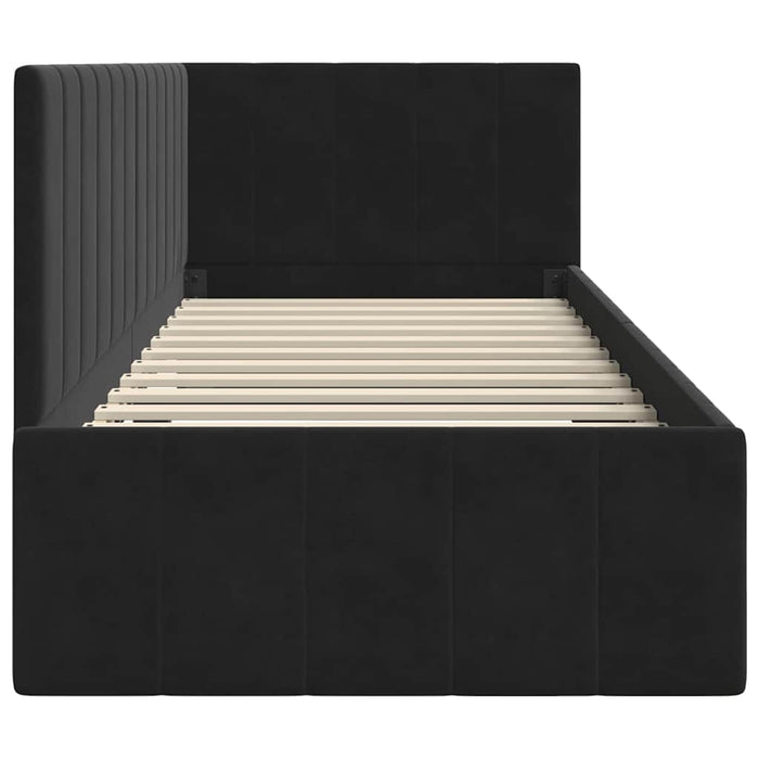 Cadru de pat colțar cu headboard Negru 80 cm x 200 cm Catifea - WALTI WALTI