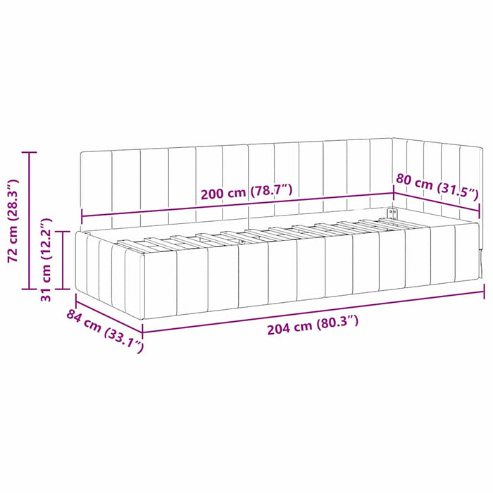 Cadru de pat colțar cu headboard Galben 80 cm x 200 cm Catifea - WALTI WALTI