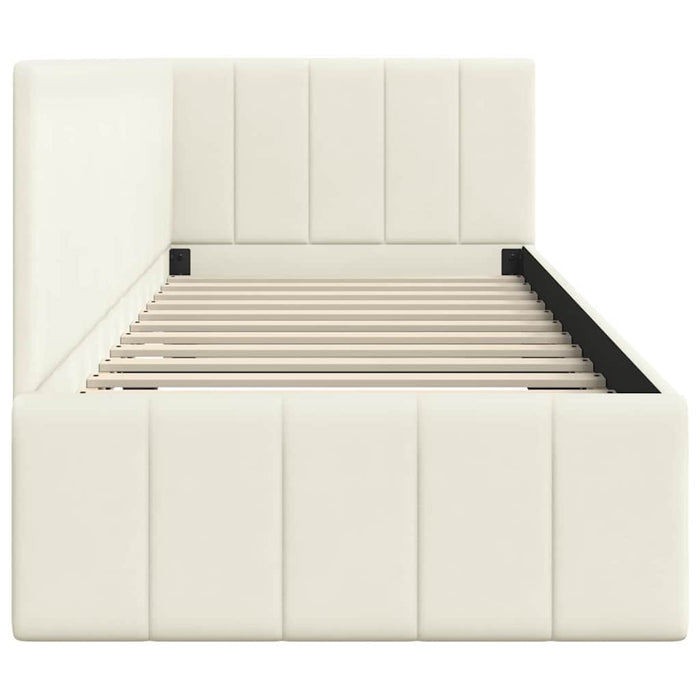 Cadru de pat colțar cu headboard Crem 80 cm x 200 cm Catifea WALTI