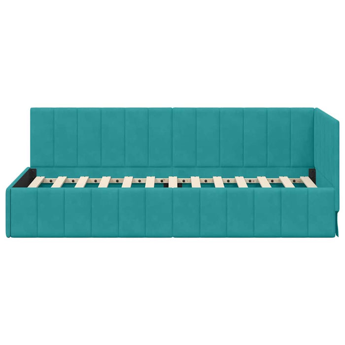 Cadru de pat colțar cu headboard Turcoaz 80 cm x 200 cm Catifea - WALTI WALTI