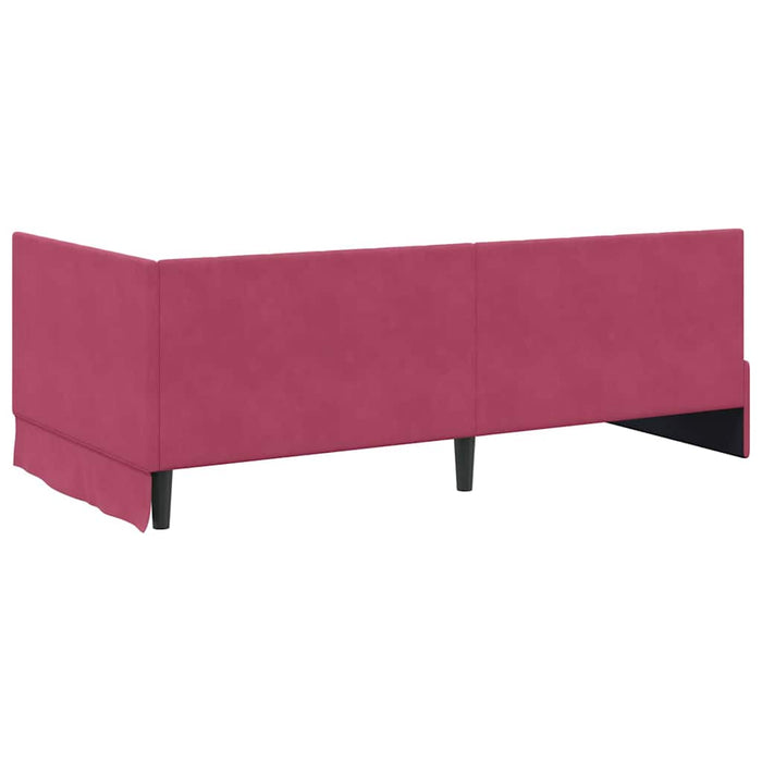 Cadru de pat colțar Roșu Vin 90 cm x 190 cm Catifea - WALTI WALTI