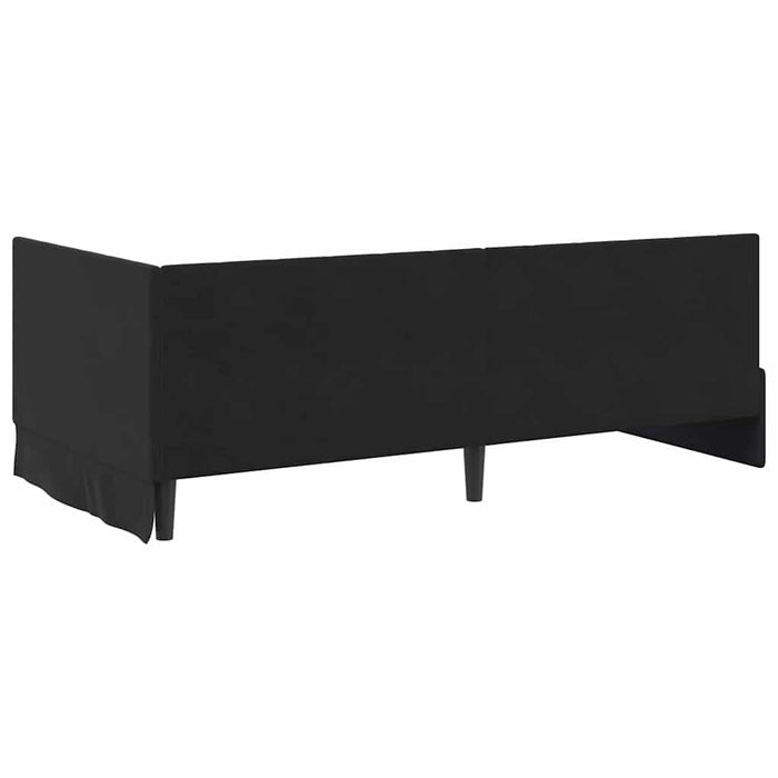 Cadru de pat colțar cu headboard Negru 90 cm x 190 cm Catifea WALTI