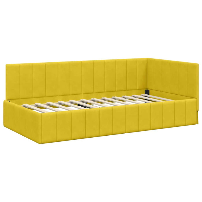Cadru de pat colțar cu headboard Galben 90 cm x 190 cm Catifea - WALTI WALTI