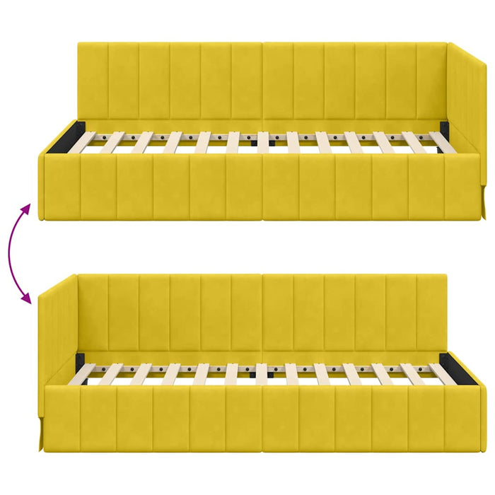 Cadru de pat colțar cu headboard Galben 90 cm x 190 cm Catifea - WALTI WALTI