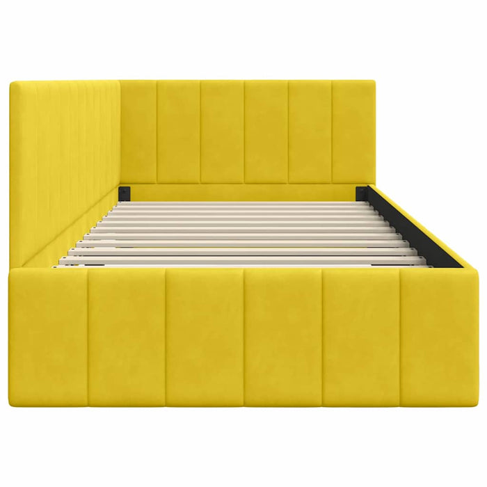 Cadru de pat colțar cu headboard Galben 90 cm x 190 cm Catifea - WALTI WALTI
