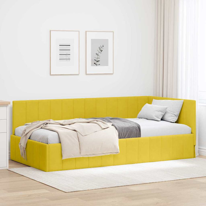 Cadru de pat colțar cu headboard Galben 90 cm x 200 cm Catifea - WALTI WALTI