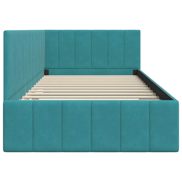 Cadru de pat colțar cu headboard Turcoaz 90 cm x 200 cm Catifea - WALTI WALTI