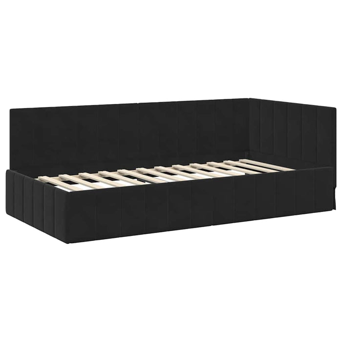 Cadru de pat colțar cu headboard Negru 100 cm x 200 cm Catifea - WALTI WALTI