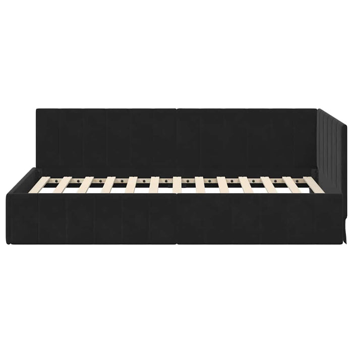 Cadru de pat colțar cu headboard Negru 100 cm x 200 cm Catifea - WALTI WALTI