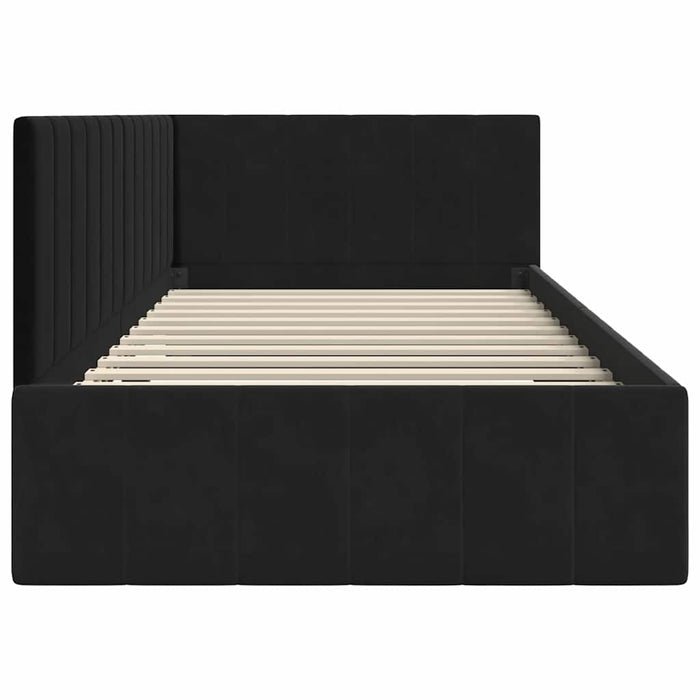 Cadru de pat colțar cu headboard Negru 100 cm x 200 cm Catifea - WALTI WALTI