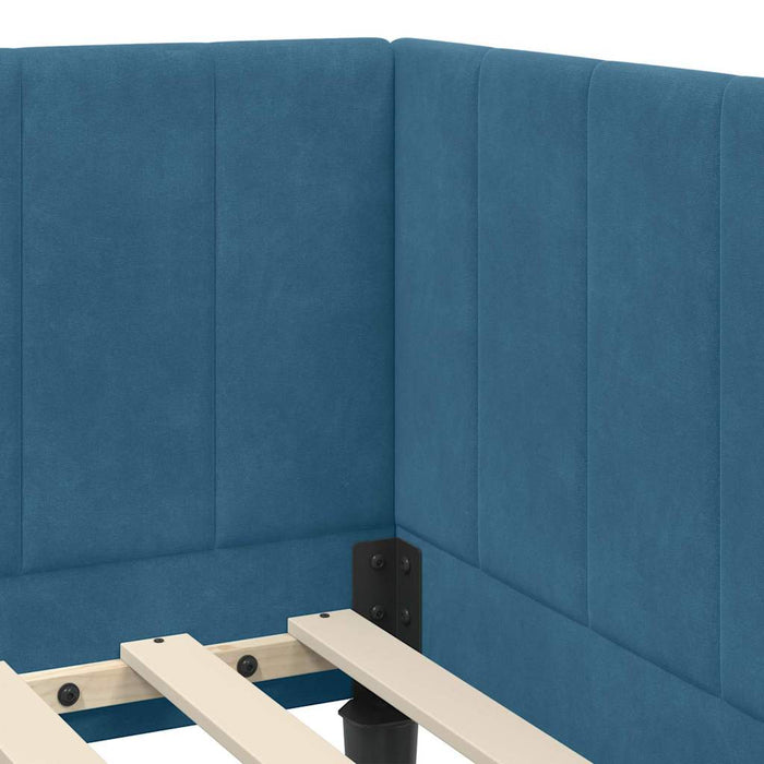 Cadru de pat colțar cu headboard albastru 80 x 200 cm Catifea - WALTI WALTI