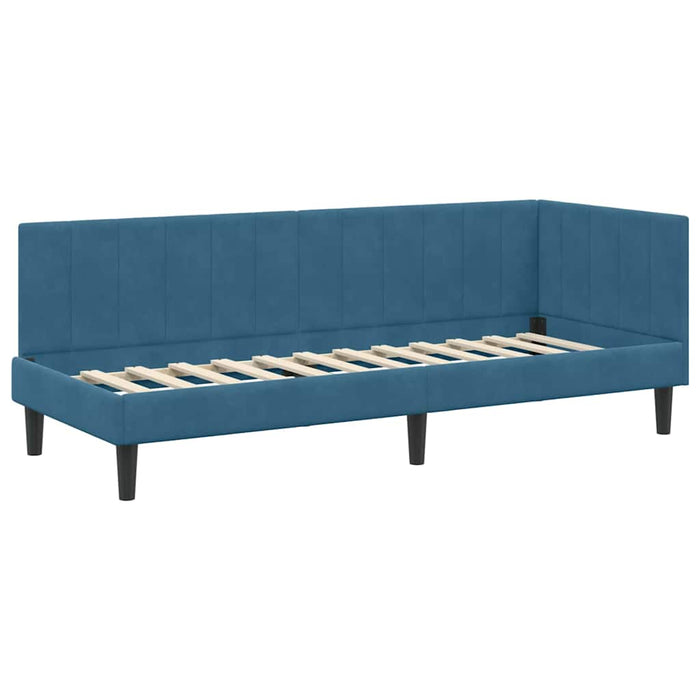 Cadru de pat colțar cu headboard albastru 80 x 200 cm Catifea - WALTI WALTI