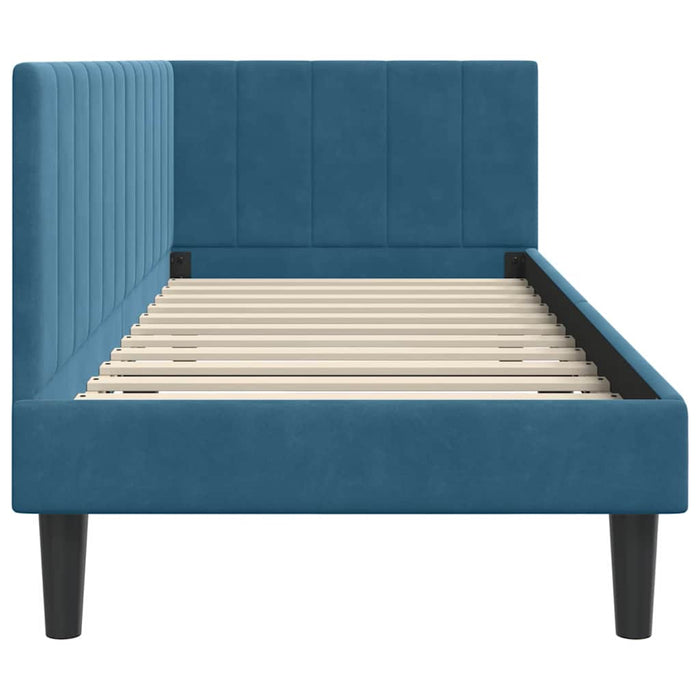 Cadru de pat colțar cu headboard albastru 80 x 200 cm Catifea - WALTI WALTI