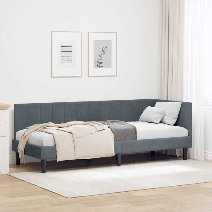 Cadru de pat colțar cu headboard Gri închis 80 x 200 cm Catifea - WALTI WALTI