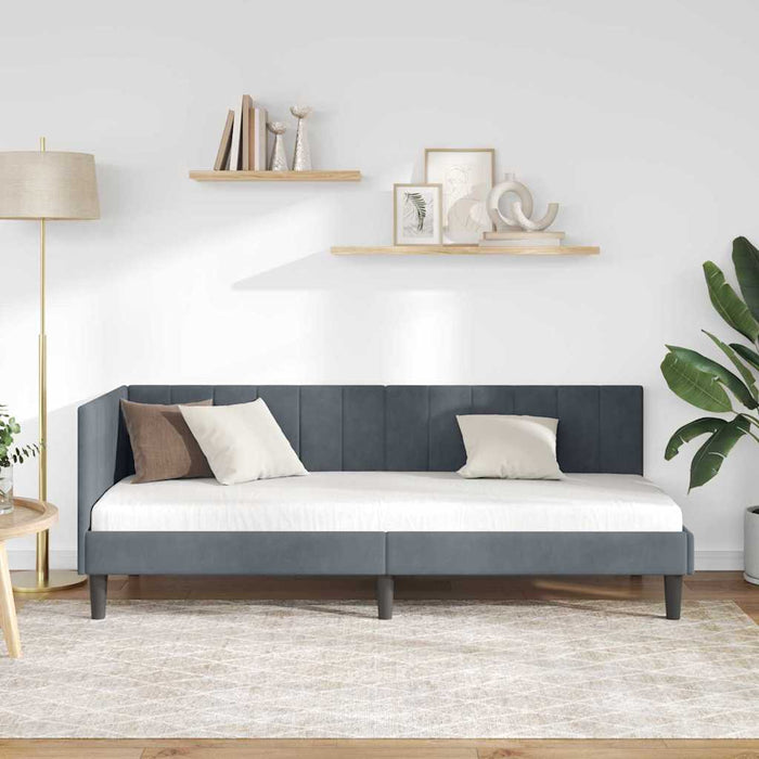Cadru de pat colțar cu headboard Gri închis 80 x 200 cm Catifea - WALTI WALTI