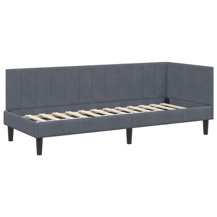 Cadru de pat colțar cu headboard Gri închis 80 x 200 cm Catifea - WALTI WALTI