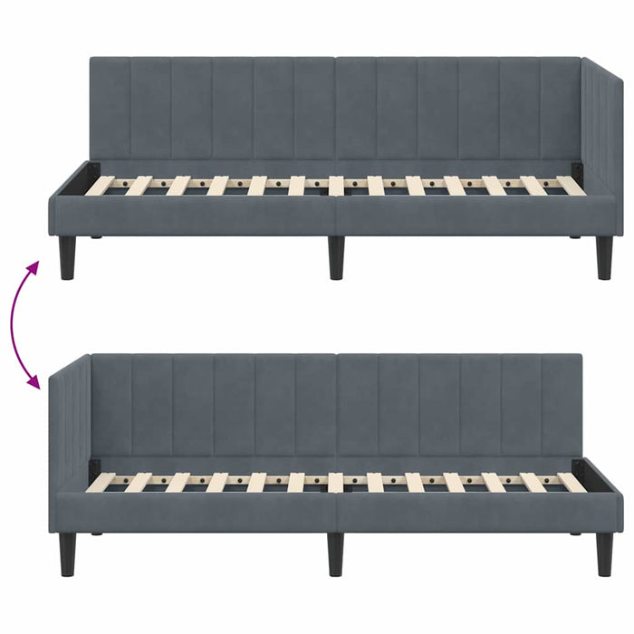 Cadru de pat colțar cu headboard Gri închis 80 x 200 cm Catifea - WALTI WALTI