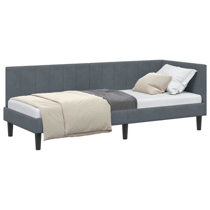 Cadru de pat colțar cu headboard Gri închis 80 x 200 cm Catifea - WALTI WALTI