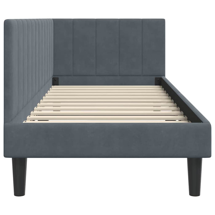 Cadru de pat colțar cu headboard Gri închis 80 x 200 cm Catifea - WALTI WALTI