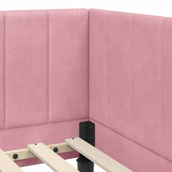 Cadru de pat colțar cu headboard Roz 80 x 200 cm Catifea - WALTI WALTI