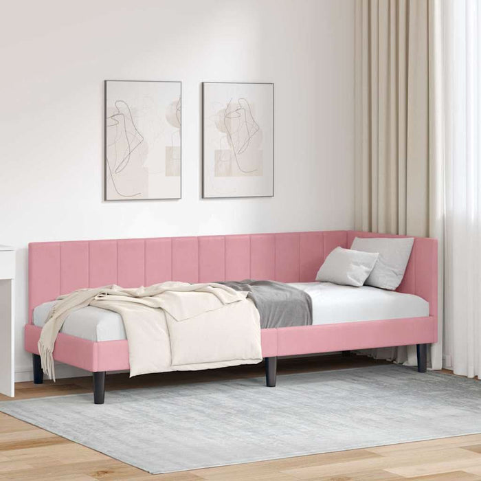 Cadru de pat colțar cu headboard Roz 80 x 200 cm Catifea - WALTI WALTI