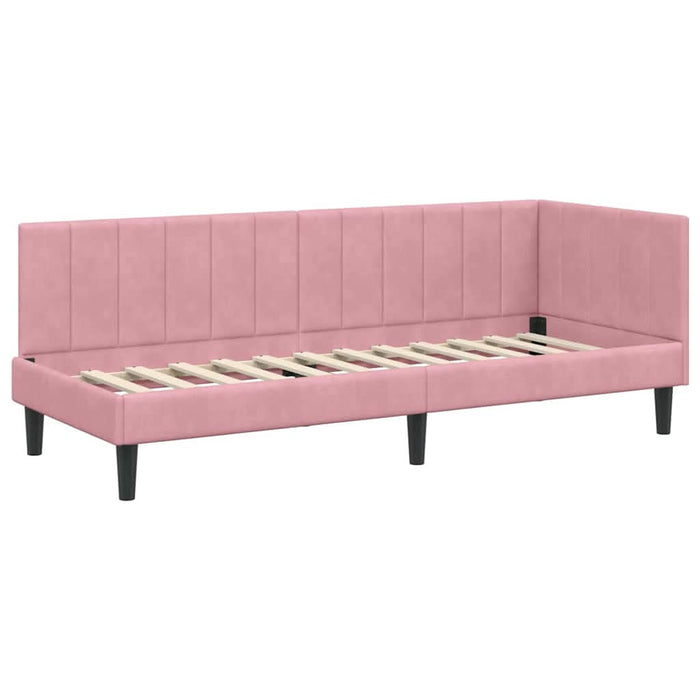 Cadru de pat colțar cu headboard Roz 80 x 200 cm Catifea - WALTI WALTI