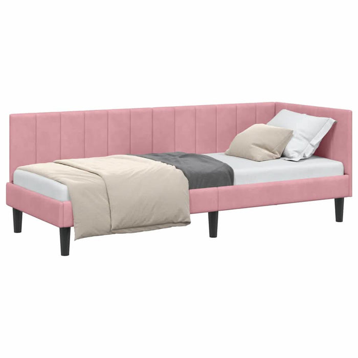 Cadru de pat colțar cu headboard Roz 80 x 200 cm Catifea - WALTI WALTI