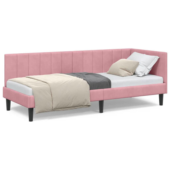 Cadru de pat colțar cu headboard Roz 80 x 200 cm Catifea - WALTI WALTI