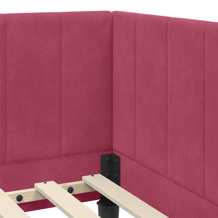 Cadru de pat colțar cu headboard bordo 80 x 200 cm Catifea - WALTI WALTI