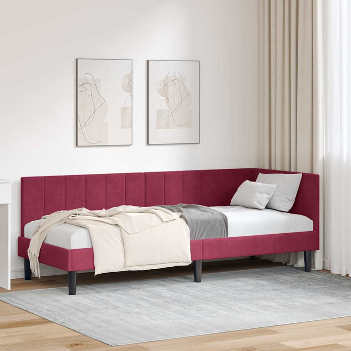 Cadru de pat colțar cu headboard bordo 80 x 200 cm Catifea - WALTI WALTI