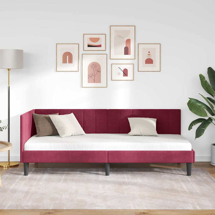 Cadru de pat colțar cu headboard bordo 80 x 200 cm Catifea - WALTI WALTI