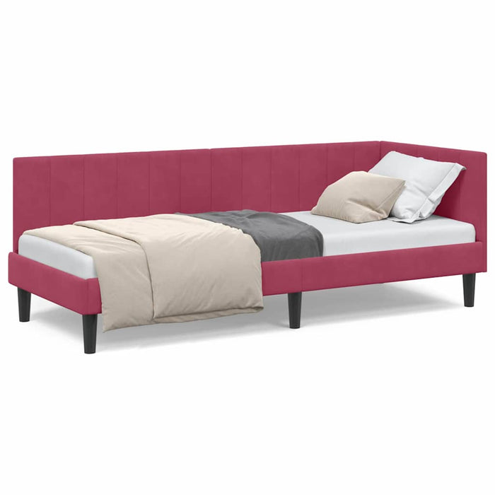 Cadru de pat colțar cu headboard bordo 80 x 200 cm Catifea - WALTI WALTI