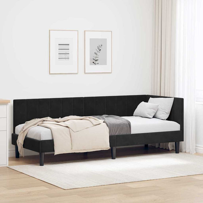 Cadru de pat colțar cu headboard Negru 80 x 200 cm Catifea - WALTI WALTI