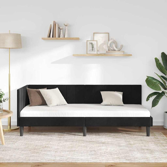 Cadru de pat colțar cu headboard Negru 80 x 200 cm Catifea - WALTI WALTI